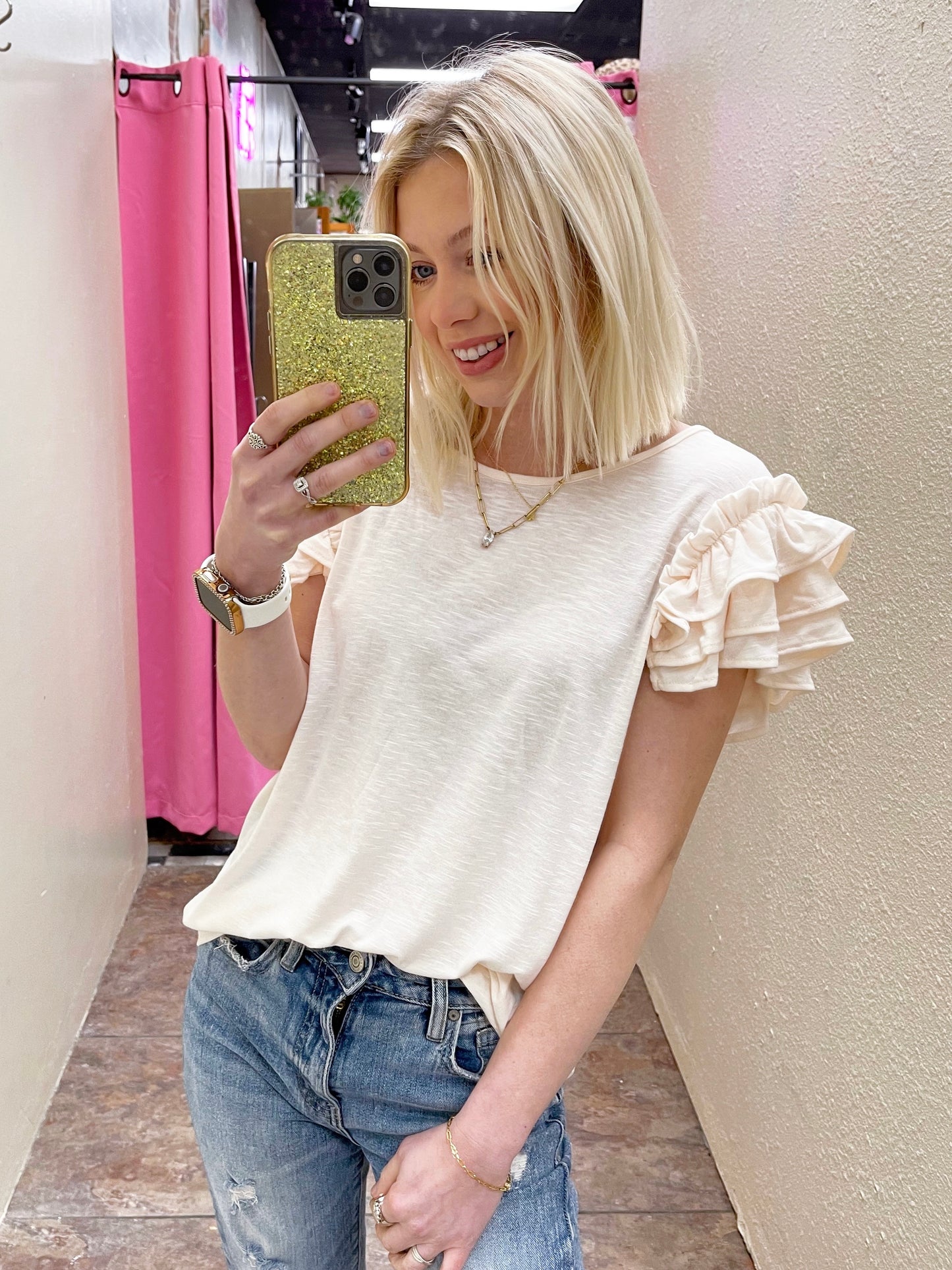 Layered Ruffle Sleeve Top