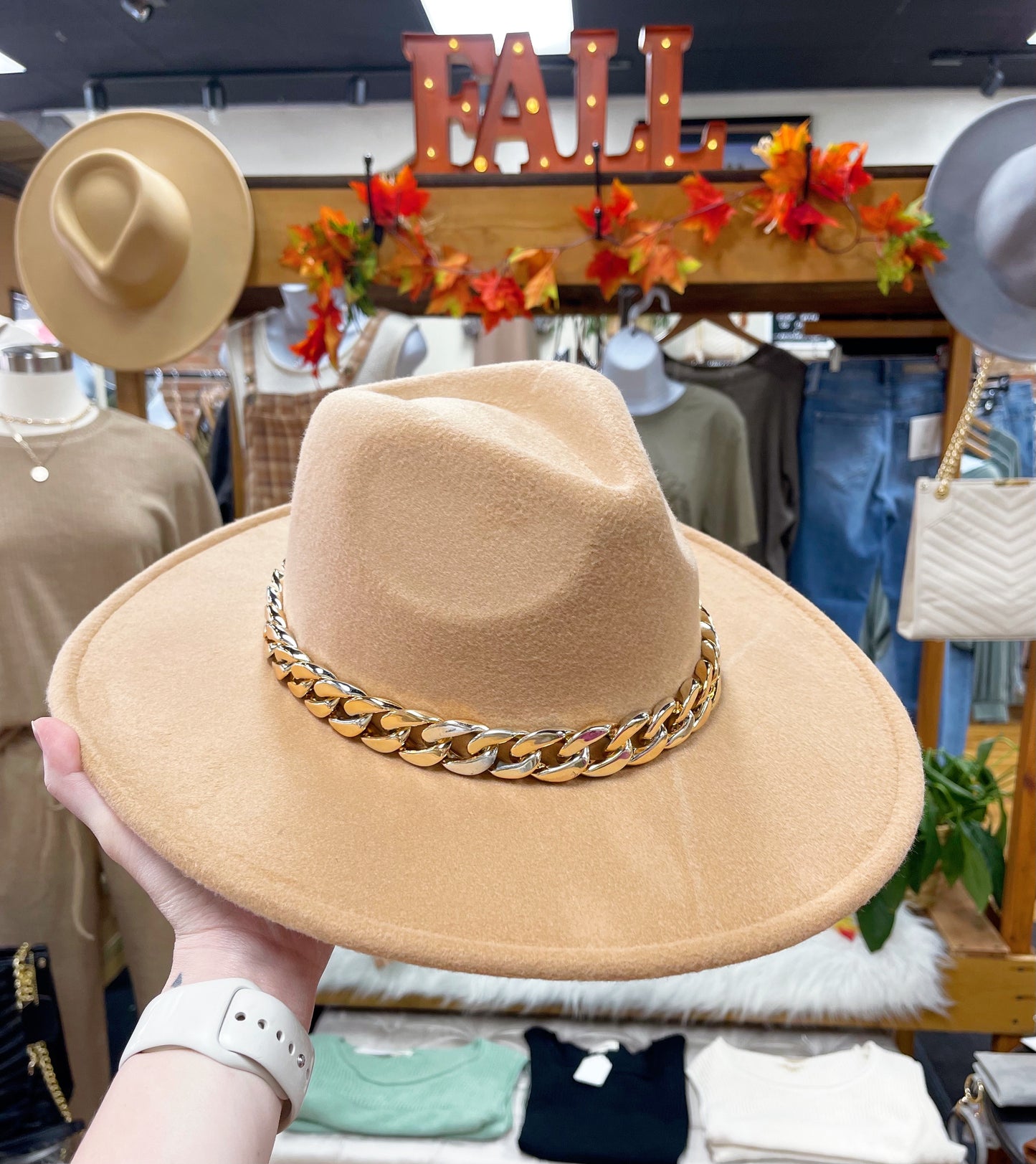 Gold Chain Felt Hat