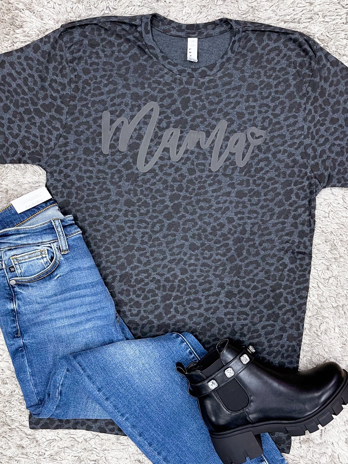 Black Leopard Mama Tee