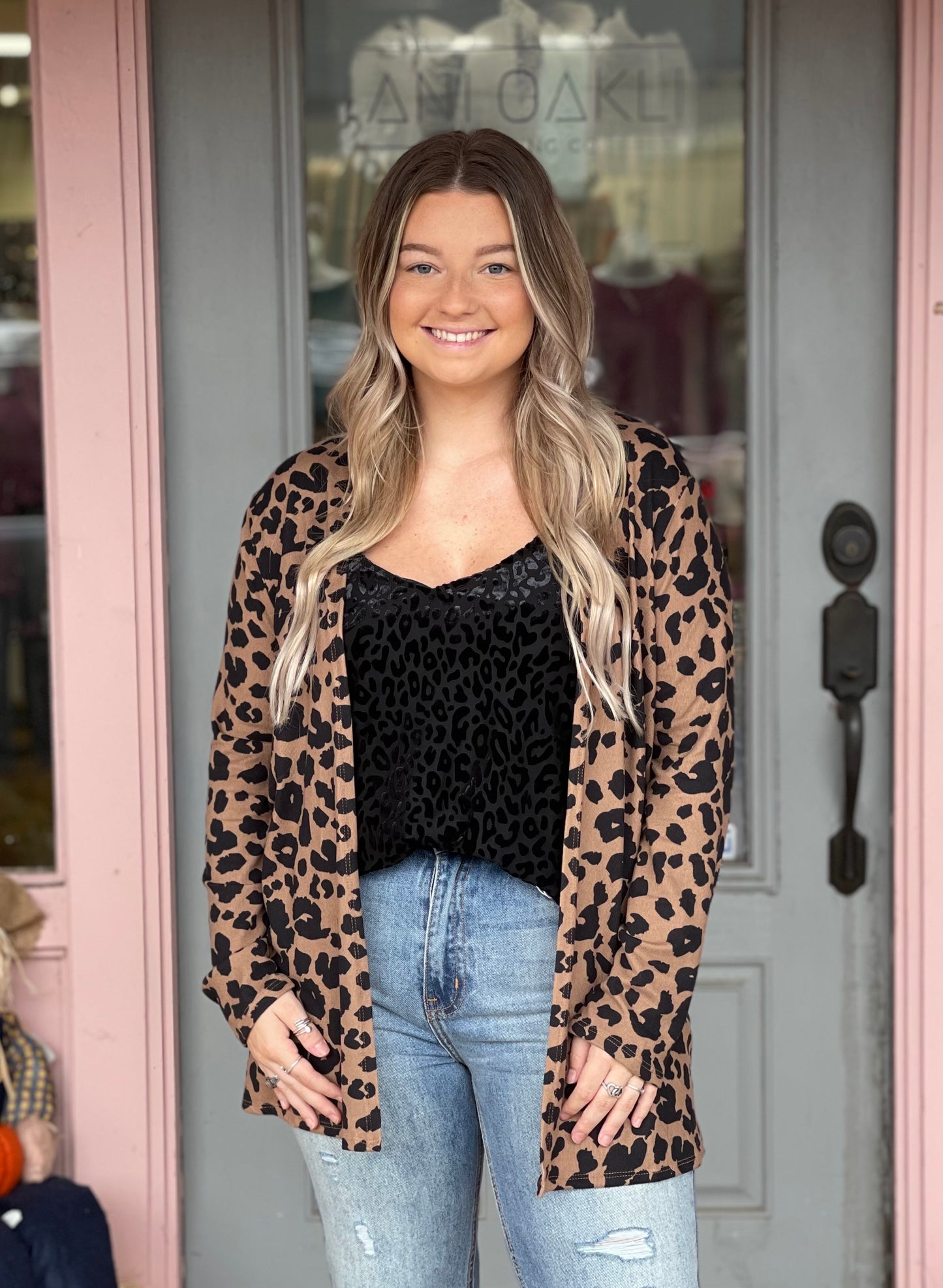Latte In Hand Leopard Cardigan