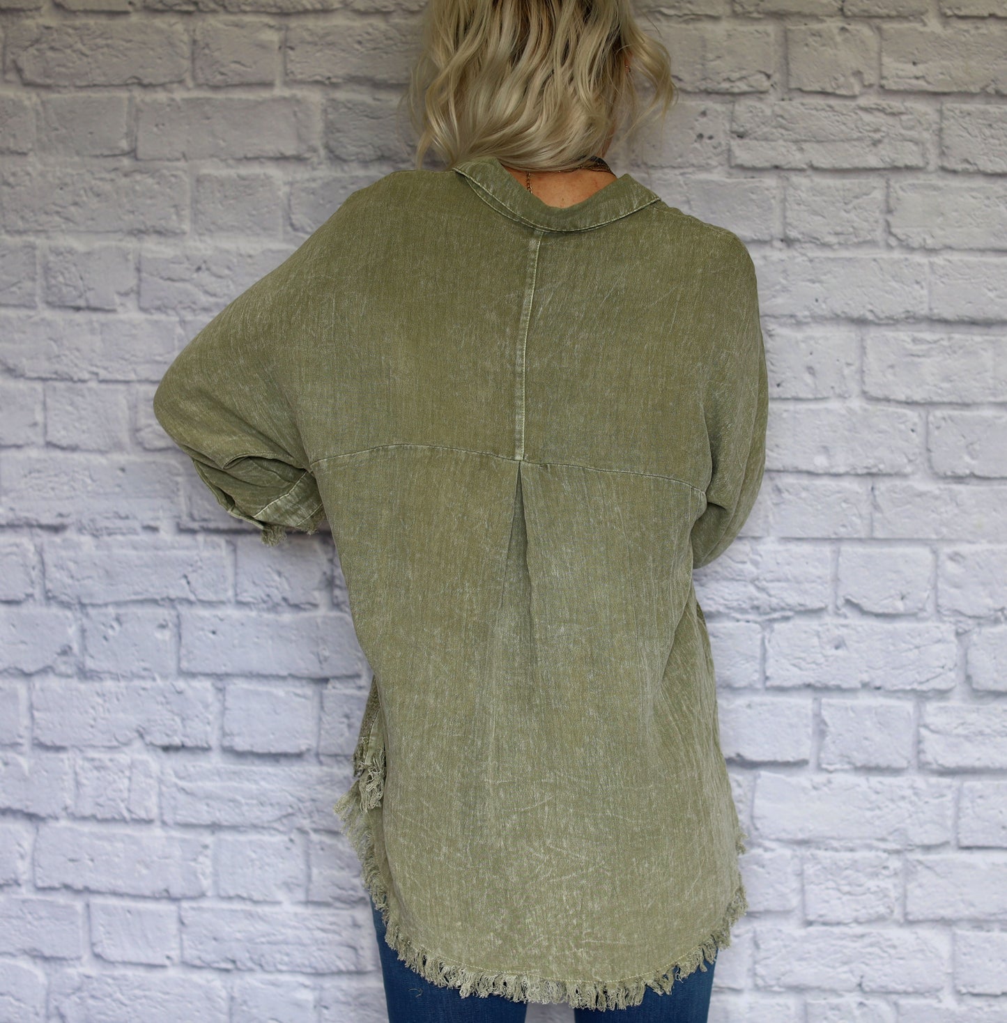 Mineral Washed Button Up Top