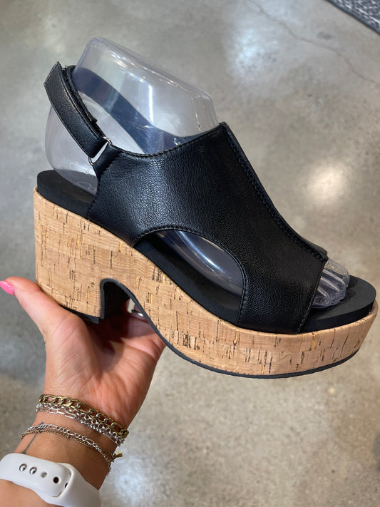 Black Miss Carley Wedges-Corkys