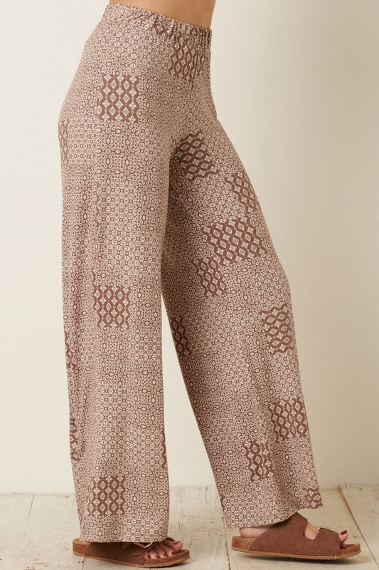 Damask Print Pants