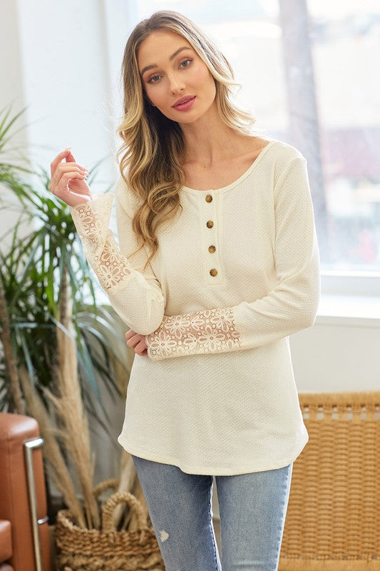 Lace Cuff Ivory Top