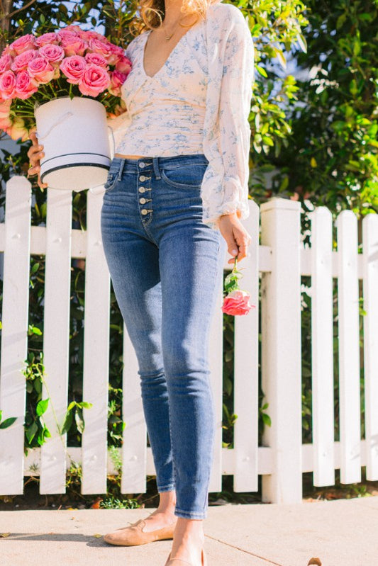 Heather Button Fly Skinny Jeans-Judy Blue