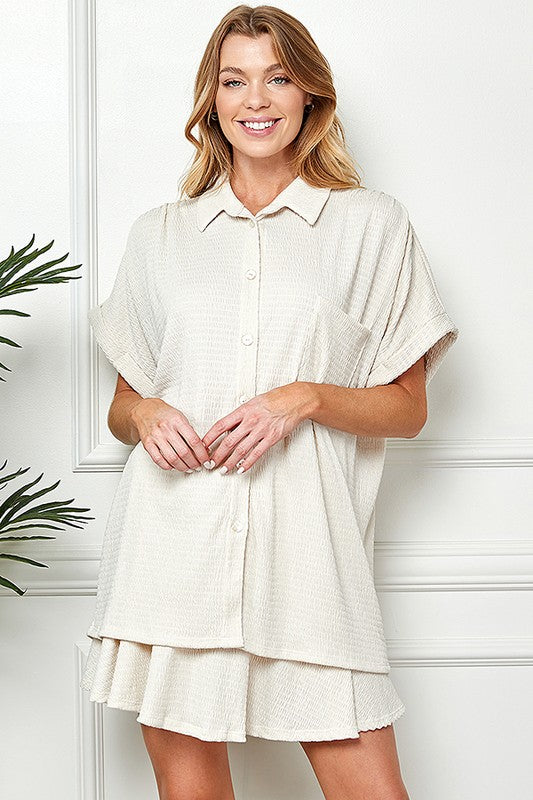 Cream Button Top