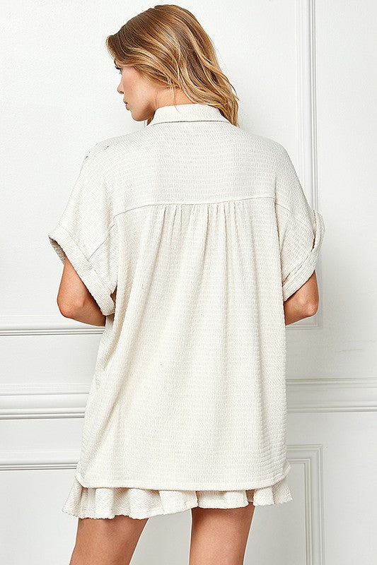 Cream Button Top