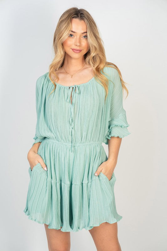 Dusty Green Frill Romper