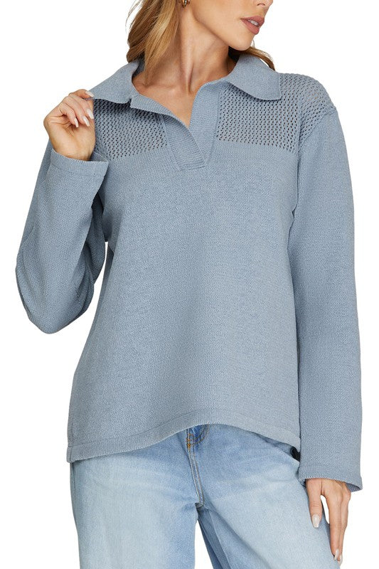 Winter Blue Sweater Top