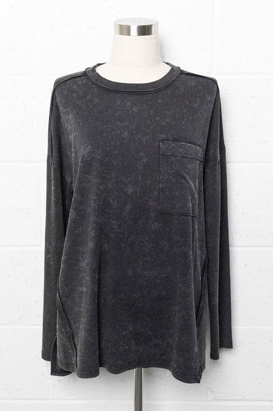 Black Acid Wash Top