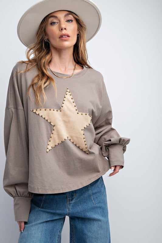 Suede Star Patch Top