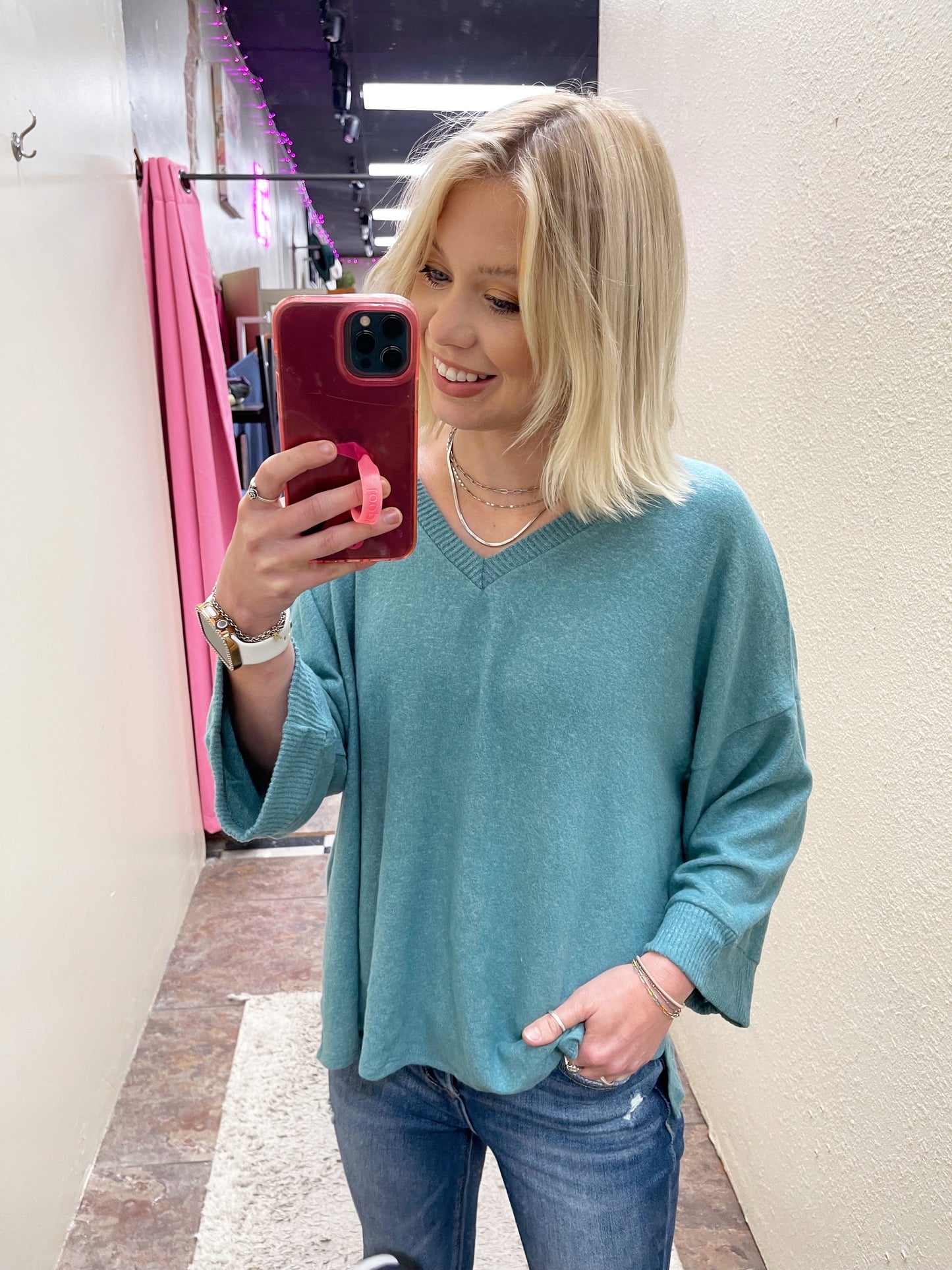 Teal Brushed Top