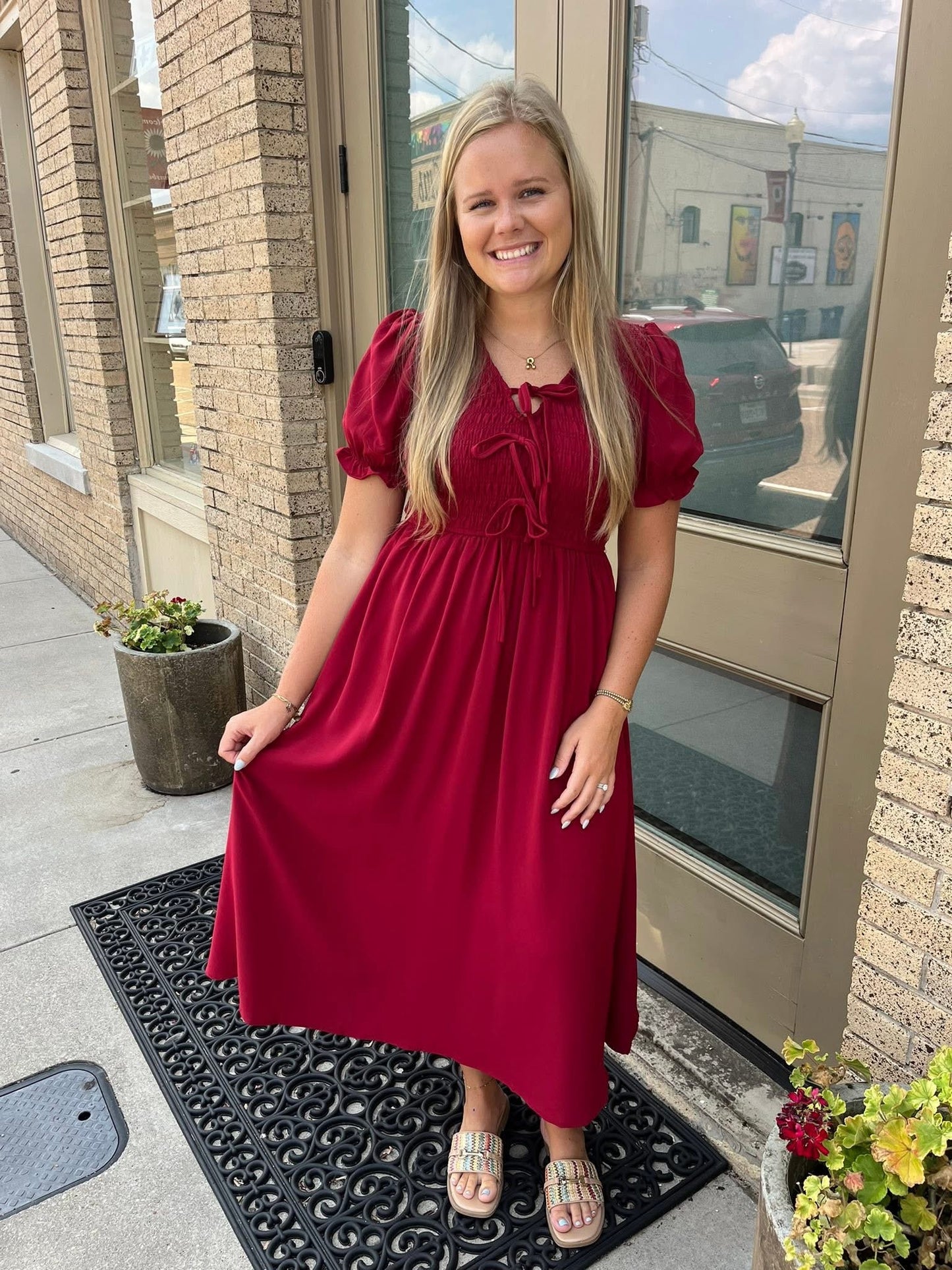 Deep Red Midi Dress