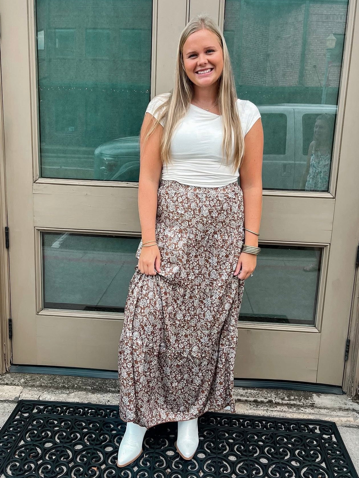 Brown Floral Maxi Skirt