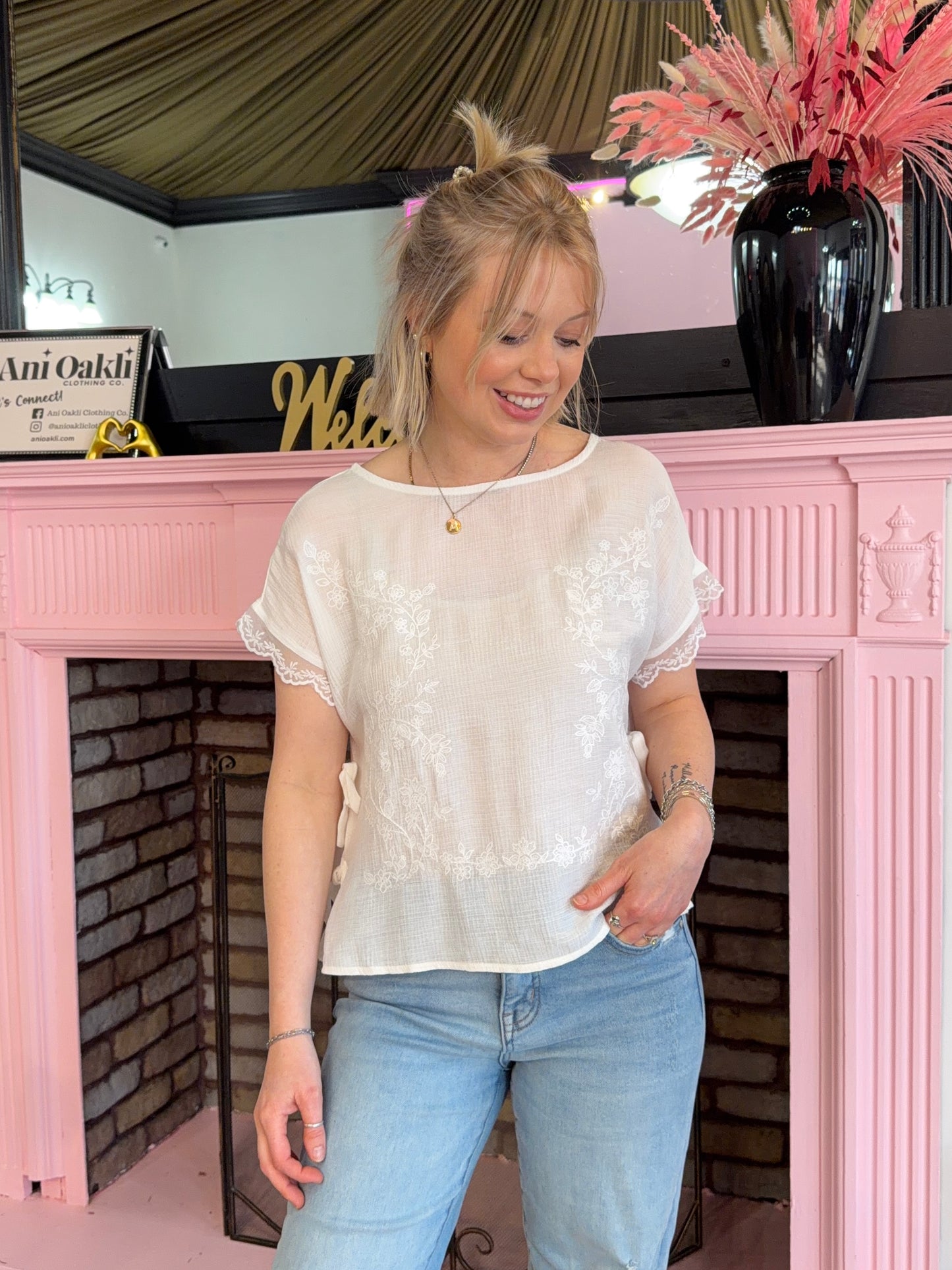 Willow Lace Side-Tie Top