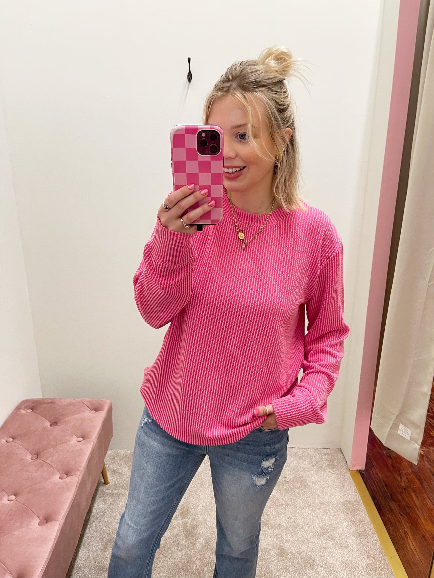 Raised Rubbed Pullover Top