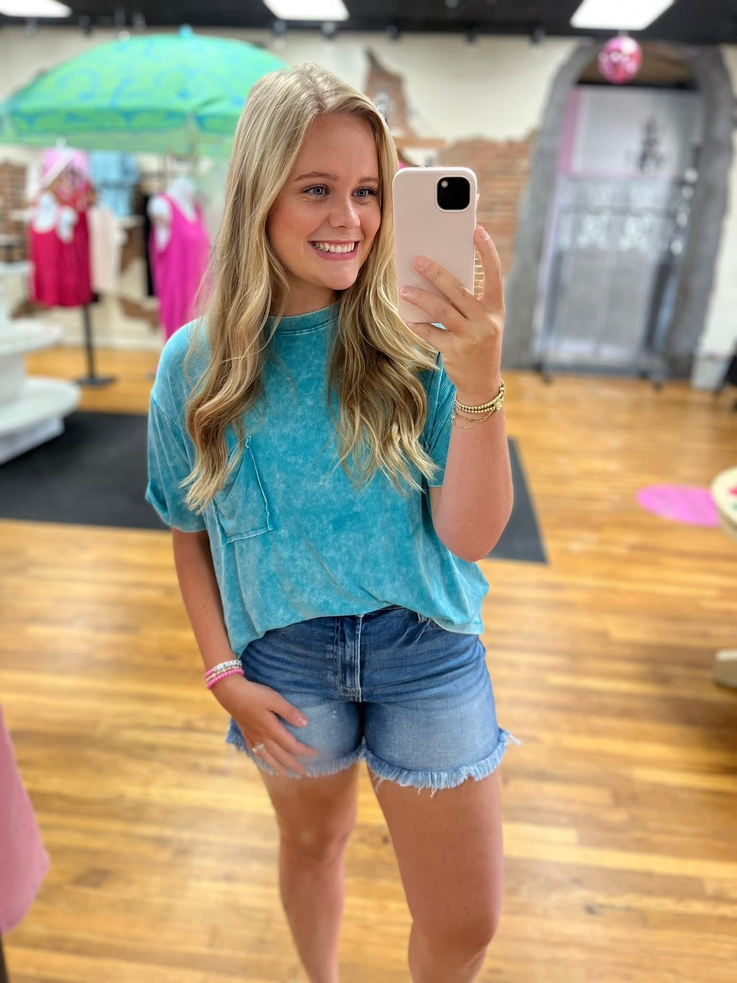 Lucy Acid Wash Pocket Top