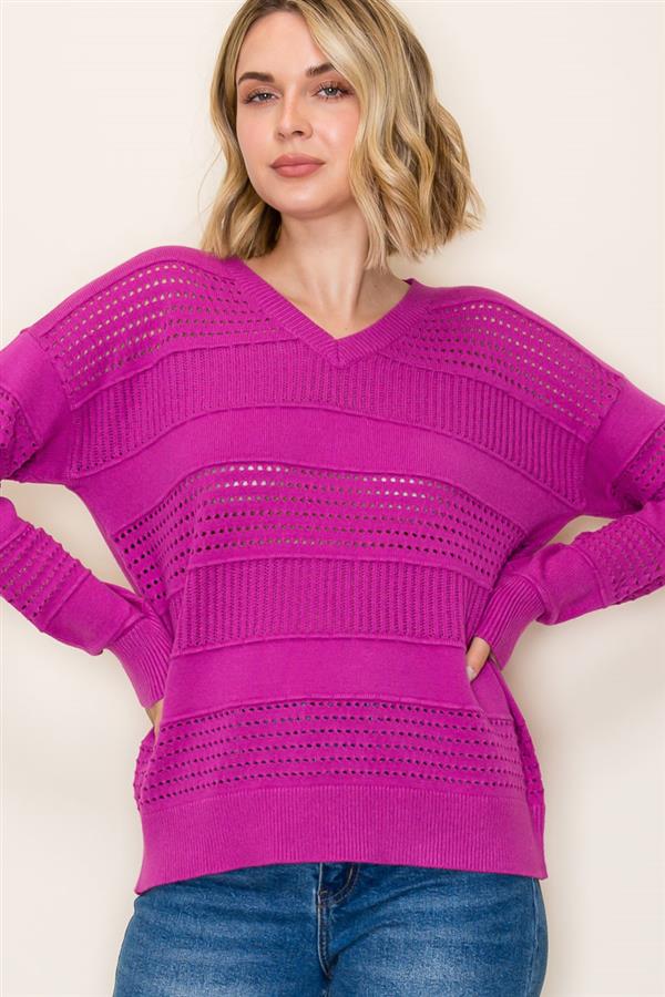 Textured Magenta Sweater