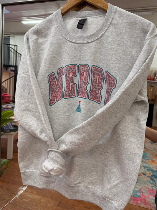 Merry Leopard Grey Sweatshirt