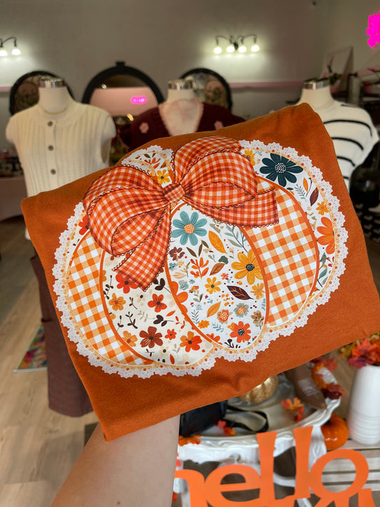 Rust Floral Pumpkin Tee