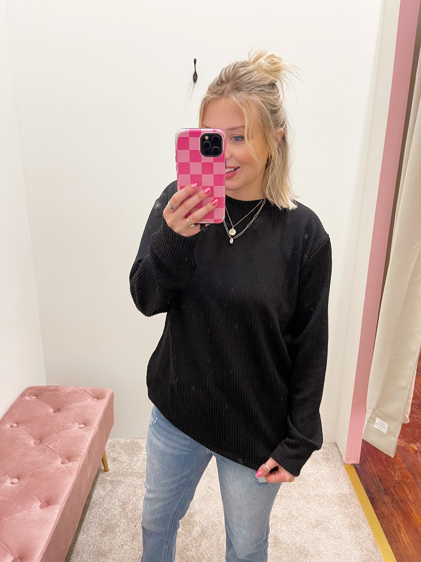 Raised Rubbed Pullover Top