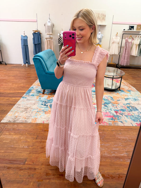 Chiffon Smocked Tiered Midi Dress