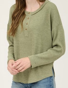 Wilona Waffle Henley Top