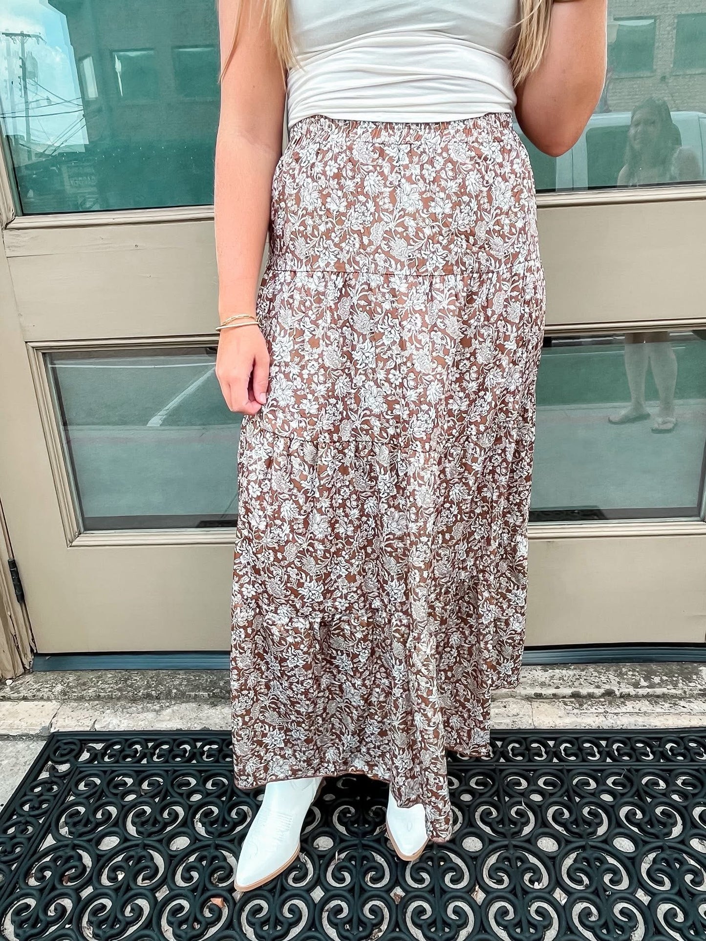 Brown Floral Maxi Skirt