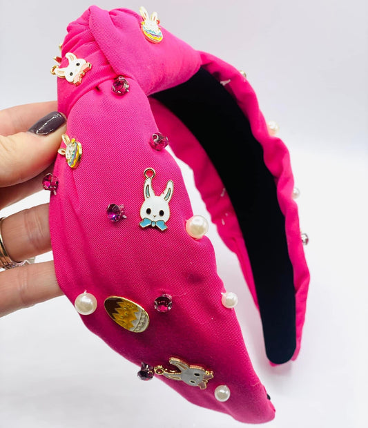 Rose Pink Embellished Bunny Headband