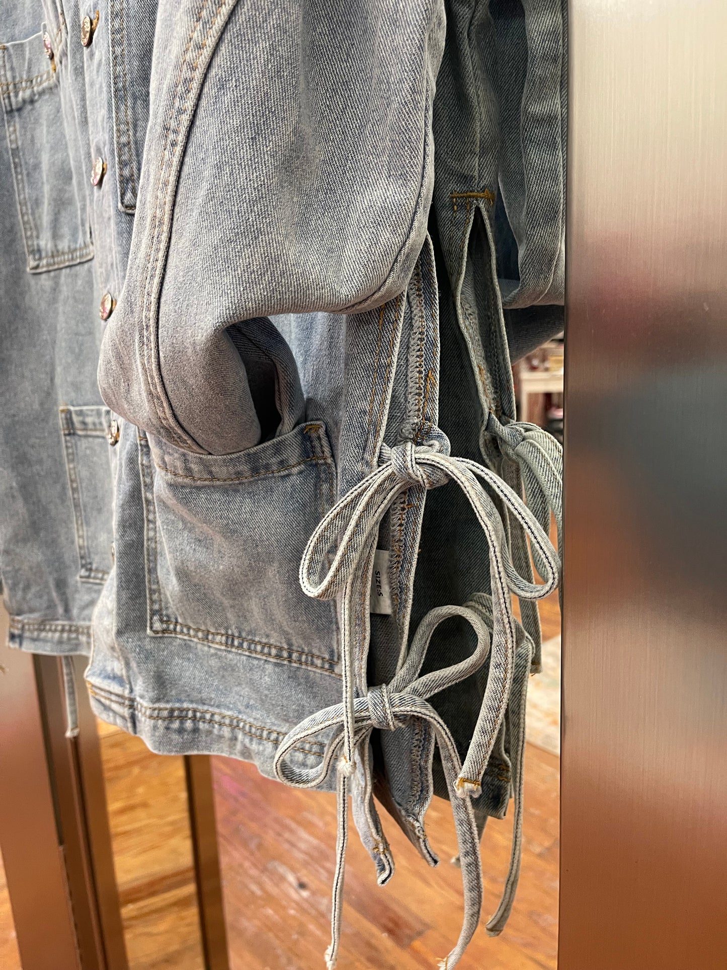 Side Tie Boyfriend Denim Jacket