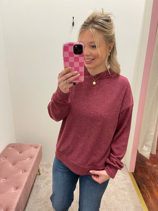 Riley Ribbed Hoodie Pullover