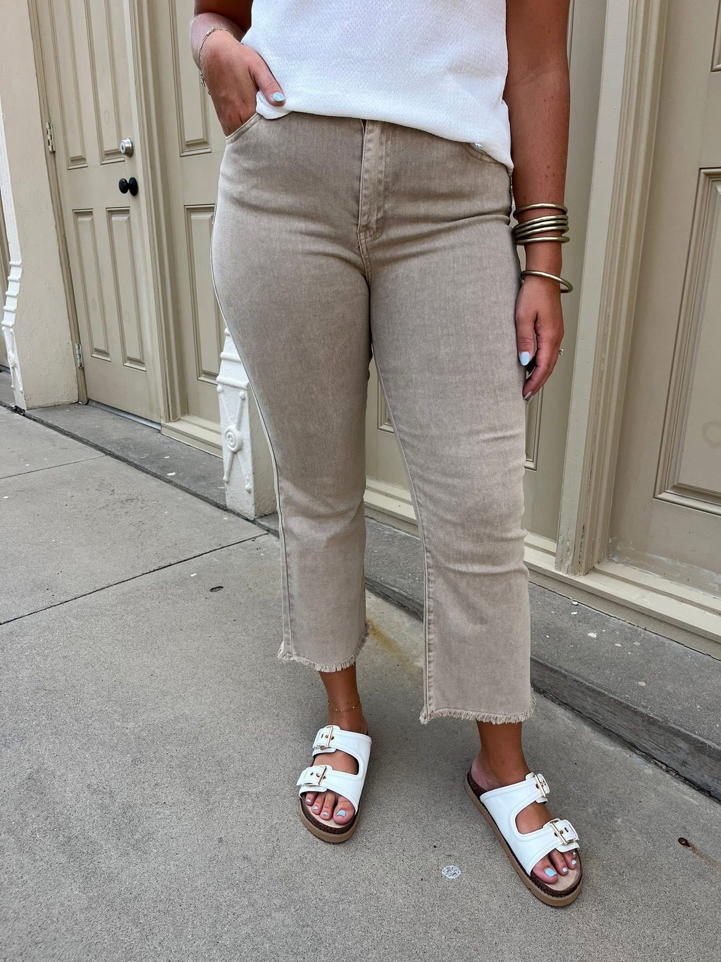 Acid Washed Frayed Jeans