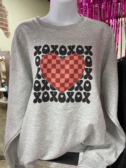 Xo Checker Heart Sweatshirt