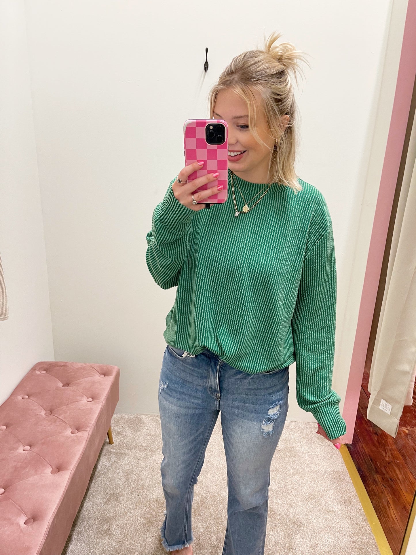 Raised Rubbed Pullover Top