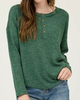 Wilona Waffle Henley Top