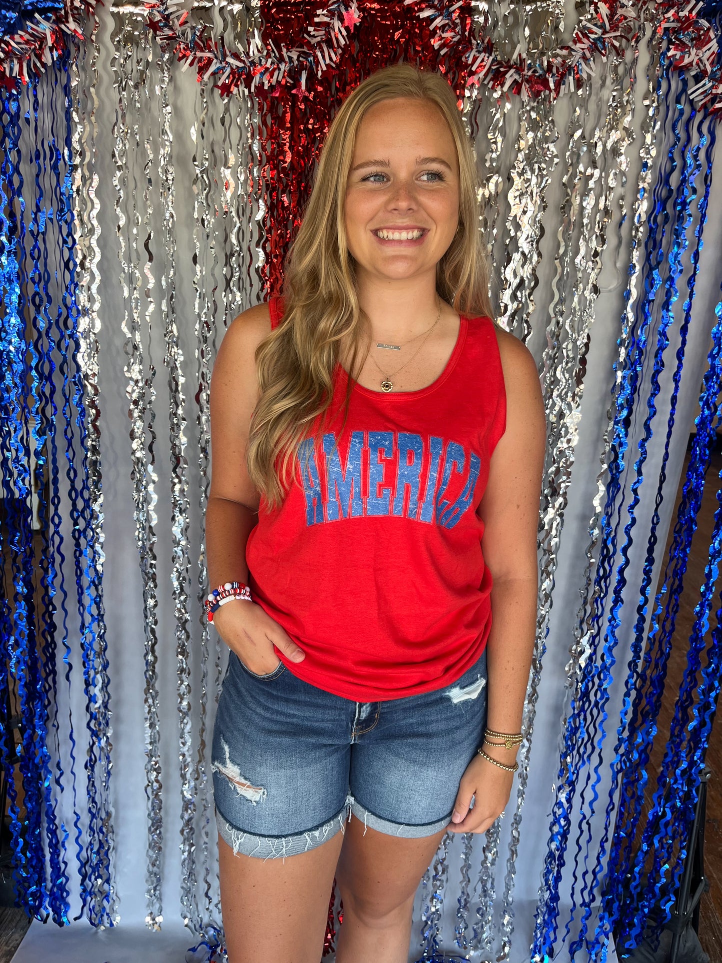 Red America Tank Top