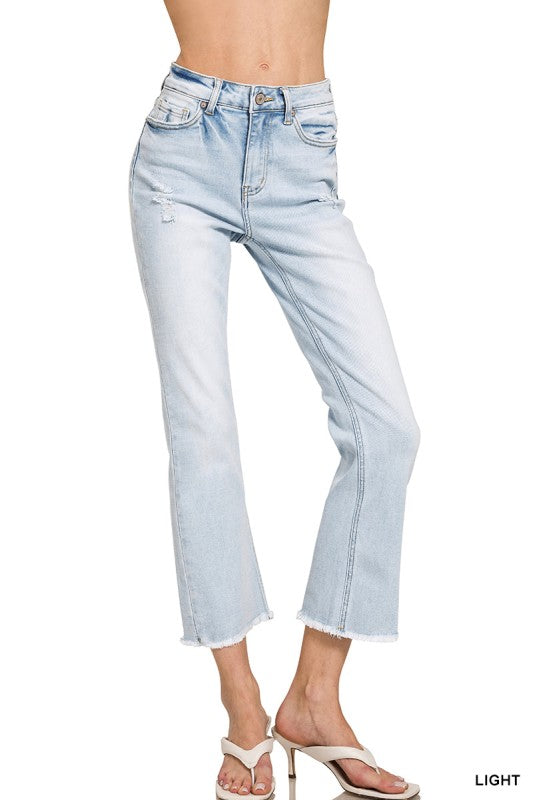 Casey Straight Cropped Jeans-Zenana