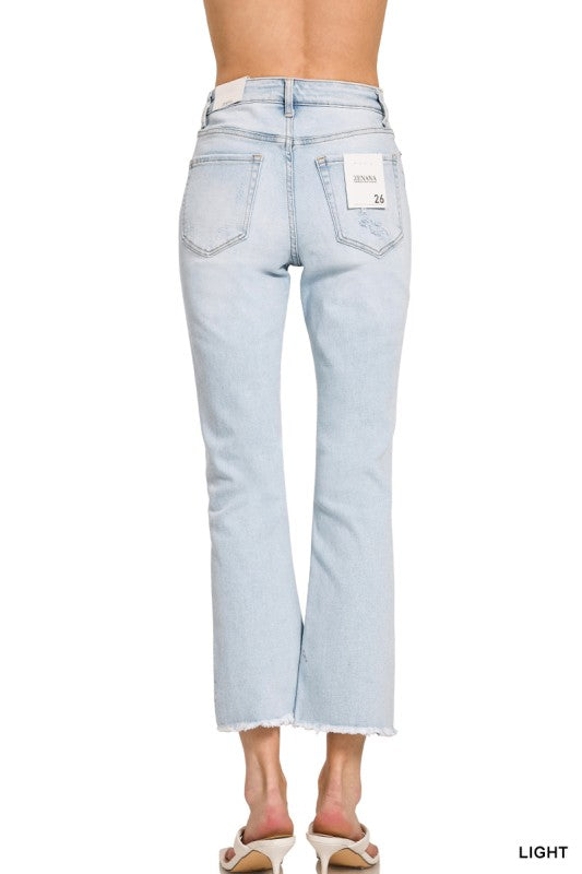 Casey Straight Cropped Jeans-Zenana