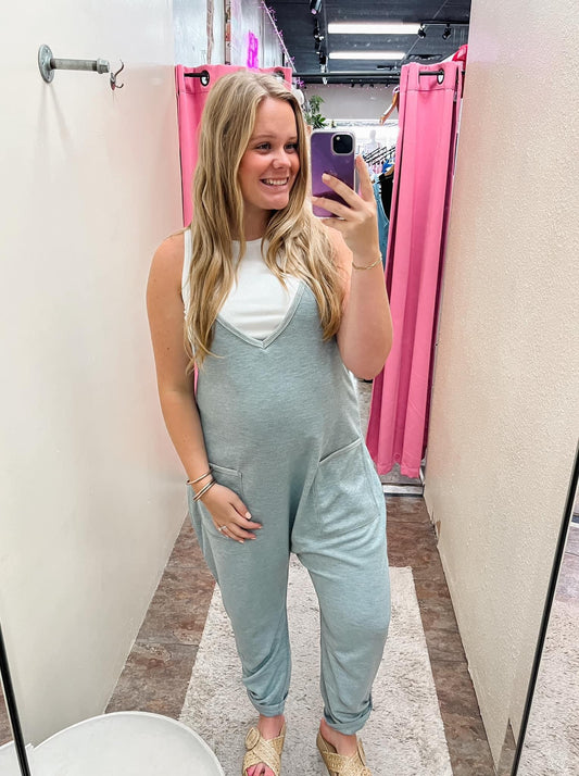 Grey Waffle Knit Jumpsuit