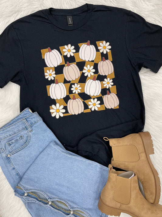 Black Tan Pumpkin Daisy Tee