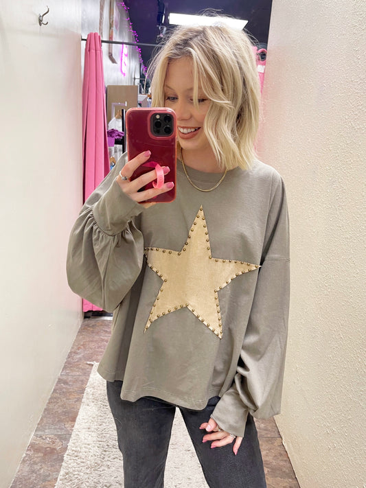 Suede Star Patch Top