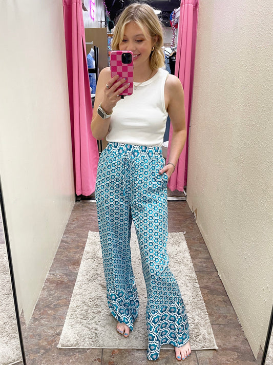 Blue Boho Pants