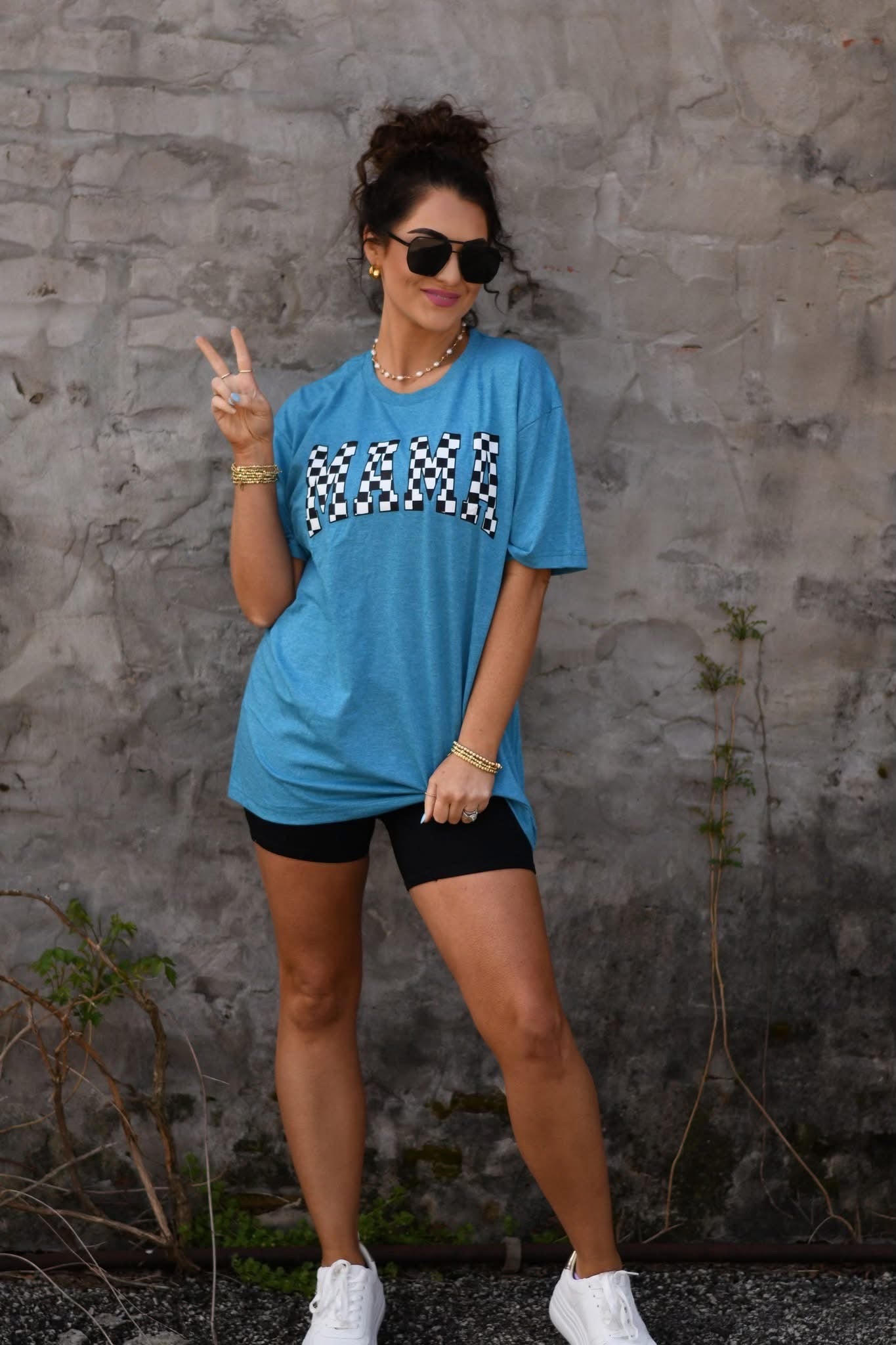 Checkered Mama Tee
