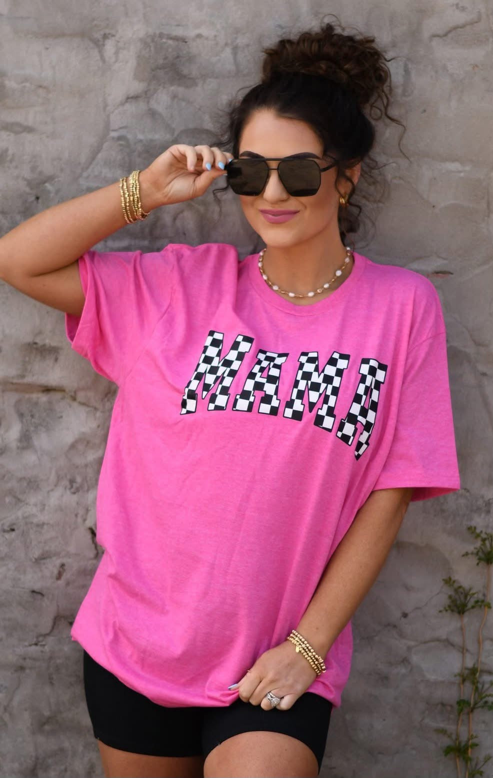 Checkered Mama Tee