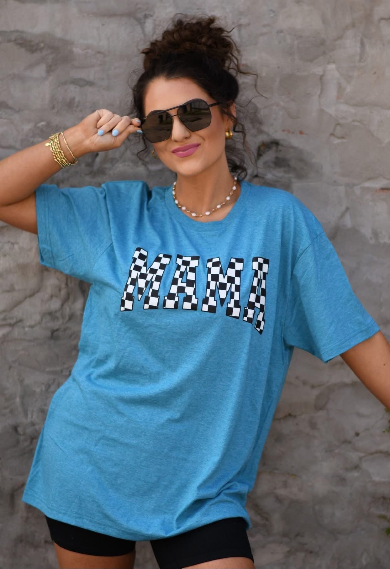 Checkered Mama Tee