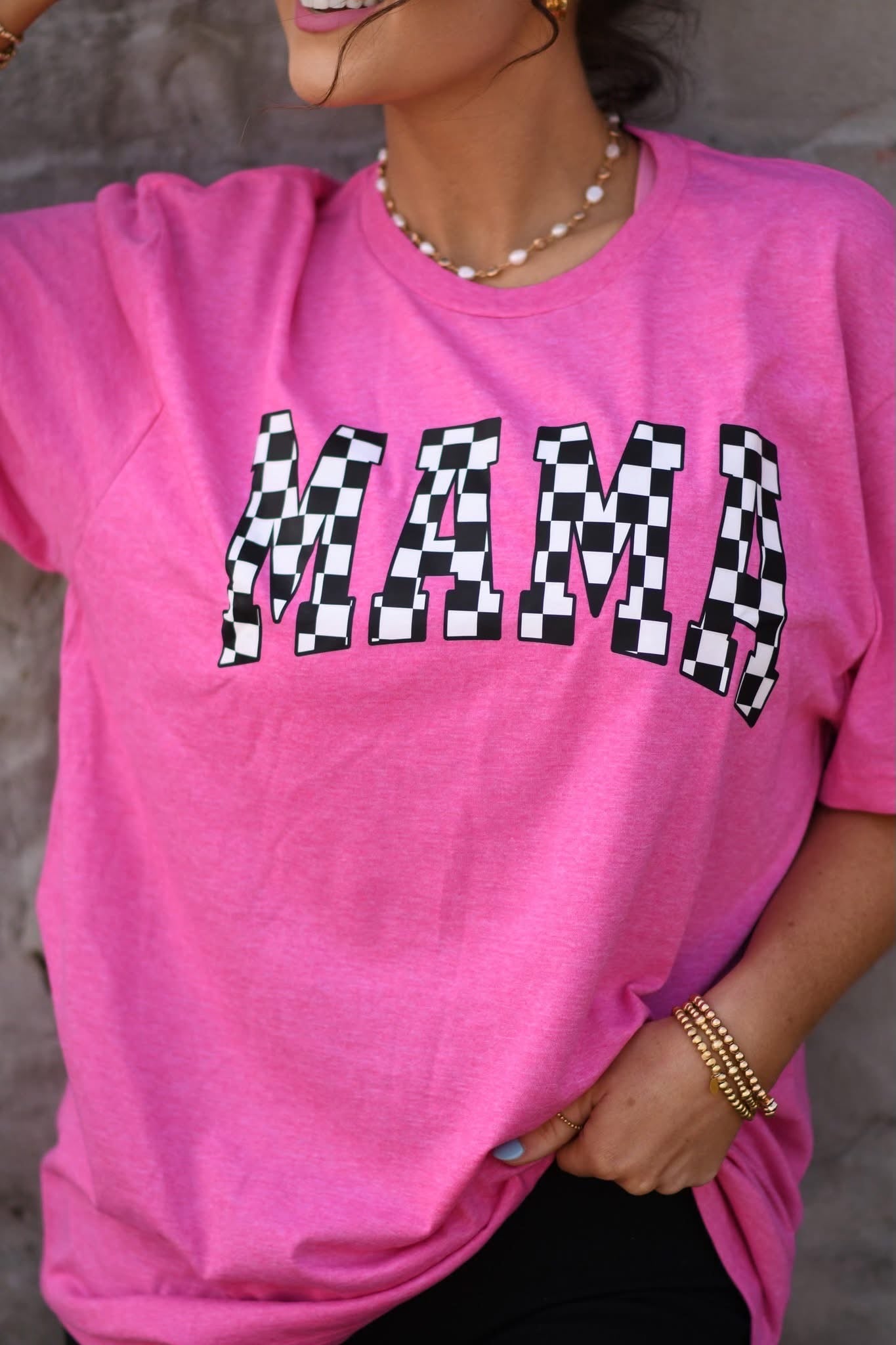 Checkered Mama Tee