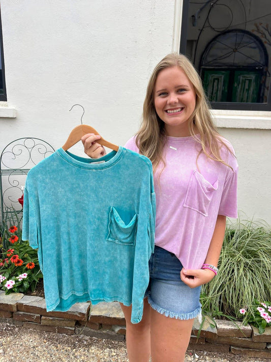 Lucy Acid Wash Pocket Top
