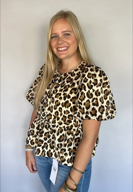 Leopard Peplum Top
