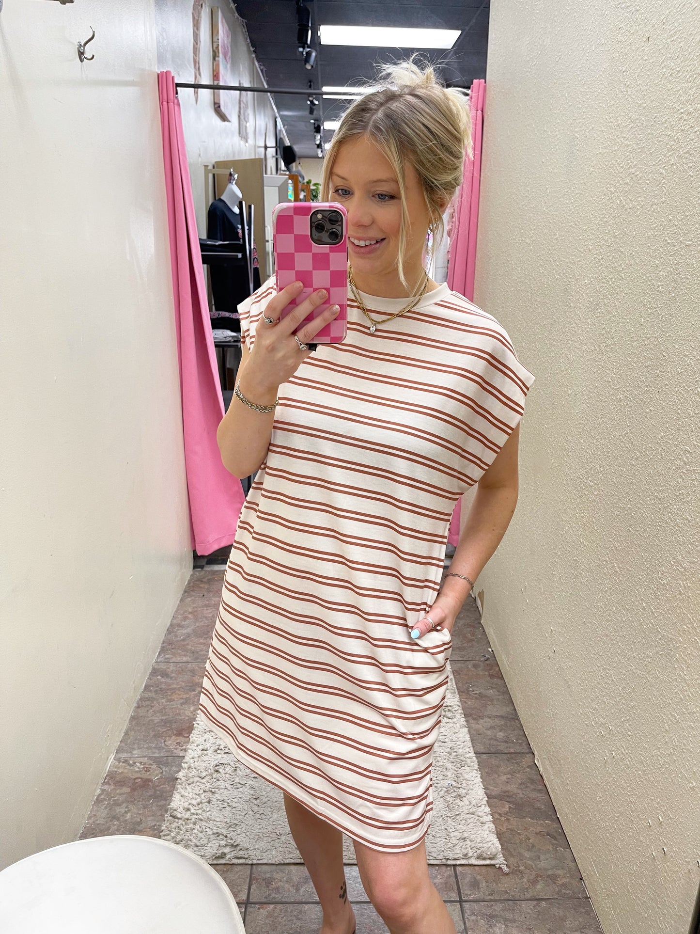 Khaki Stripe Dress