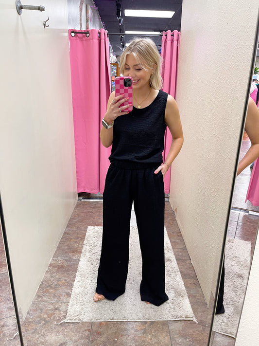 Black Crinkle Pants